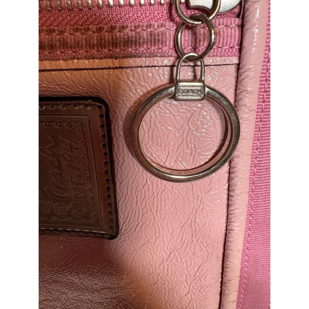Coach Poppy Pink Leather Tote Bag Metallic Trim Ring Pulls 14531 - Picture 4 of 11